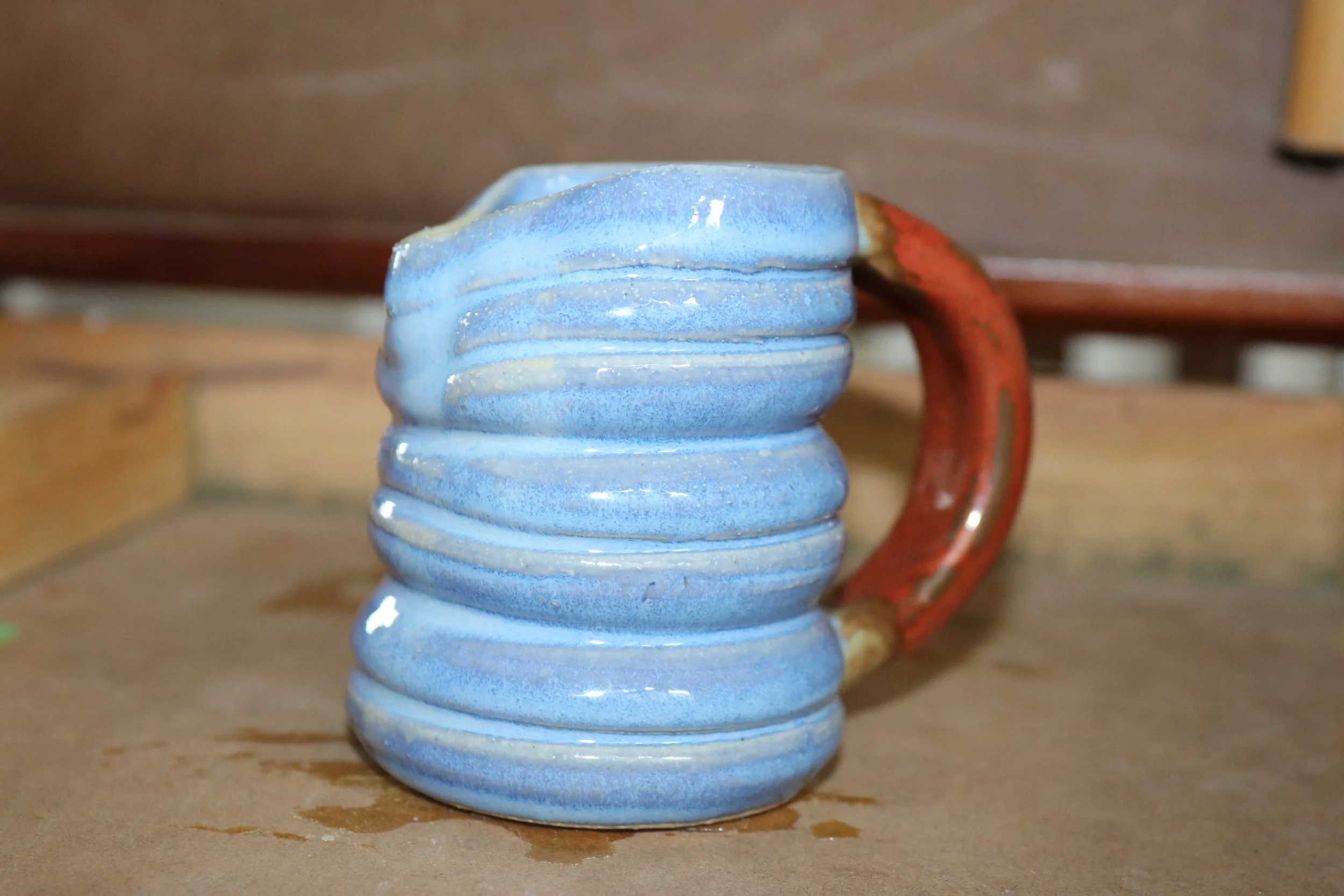Blue Ribbed Mug