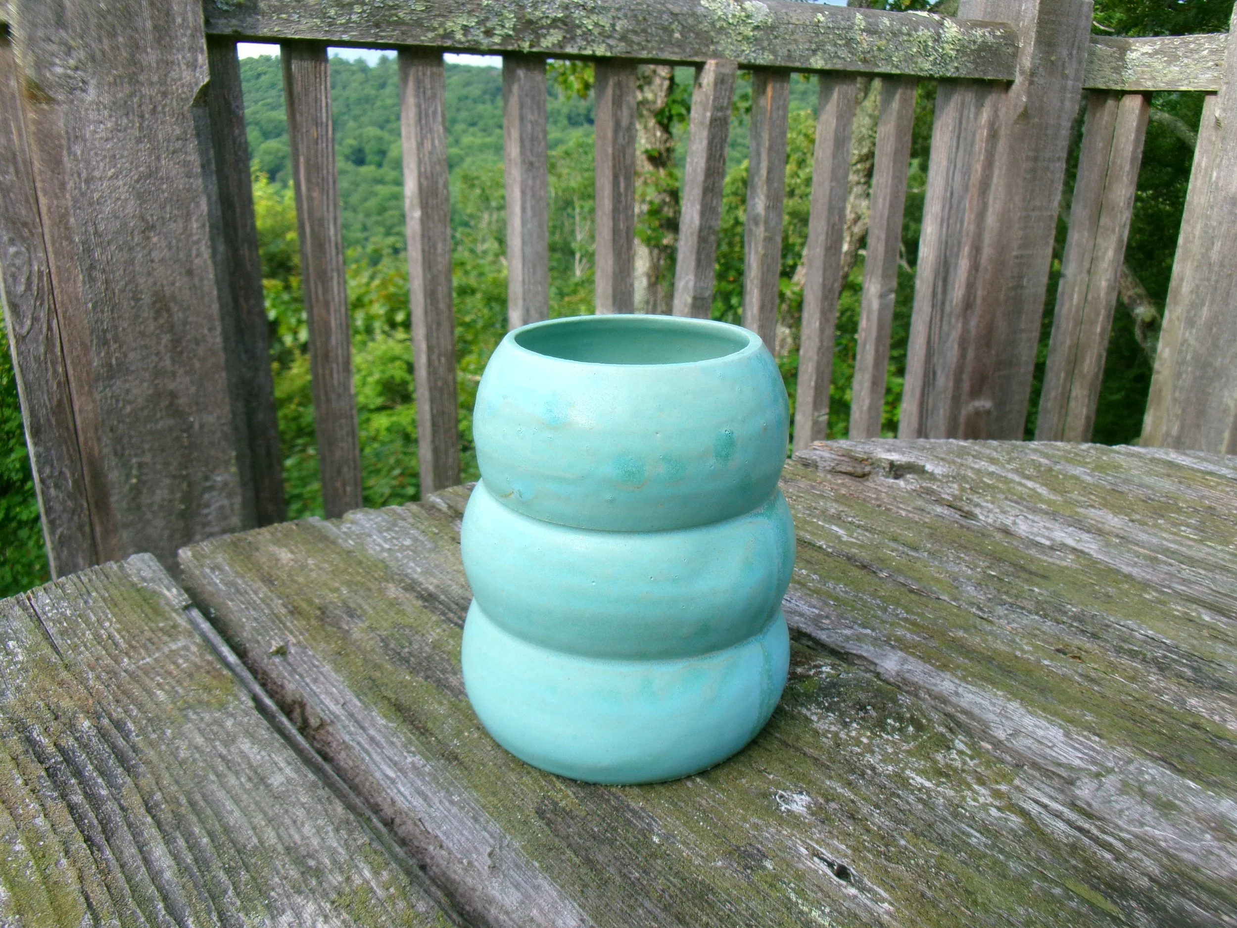 Teal Ribbed Cup