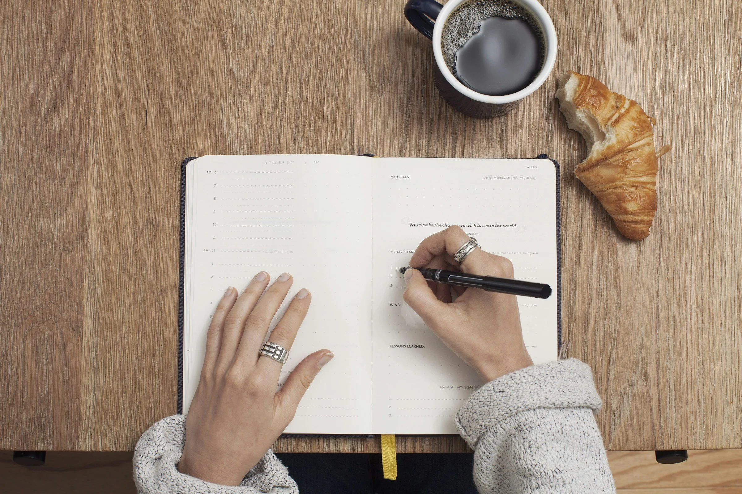 office business marketing checklist support coffee croissant