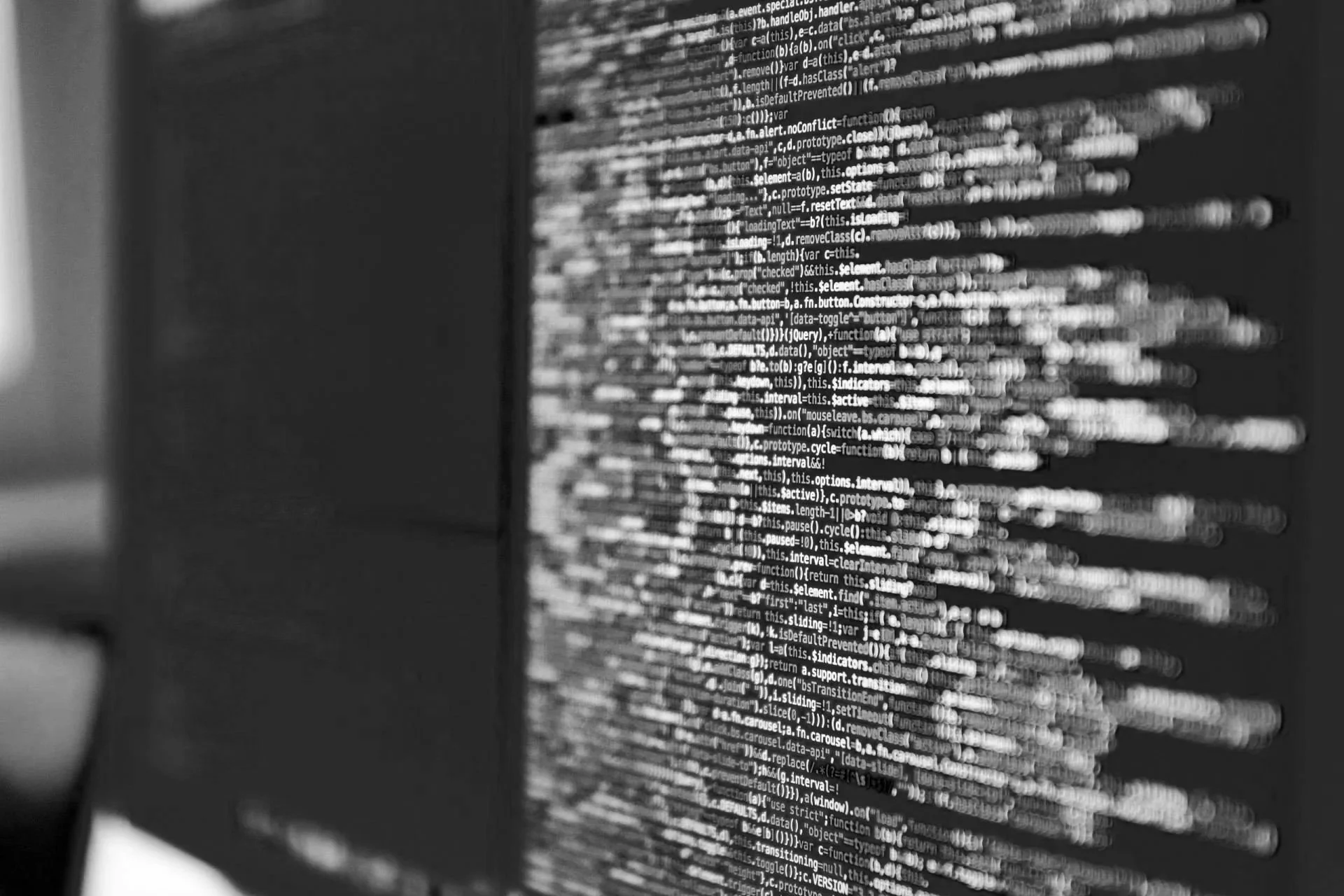 Computer screen showing code