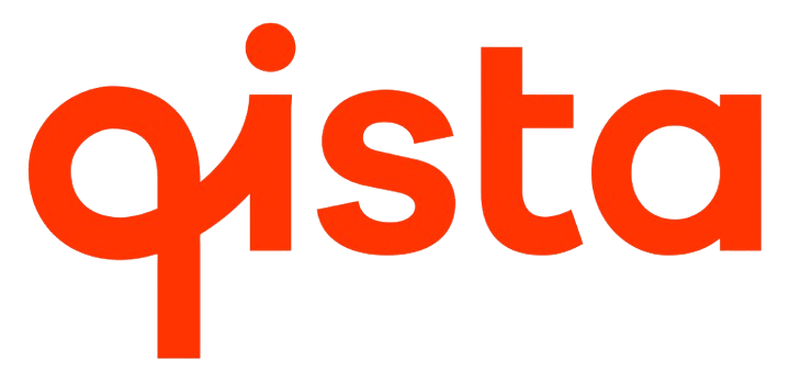 The word "qista" in bold orange letters on a black background.