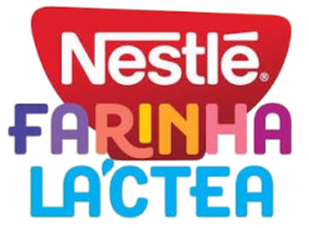 Colorful text reading 'Fazenda La Leite' with a red Nestlé logo above it.