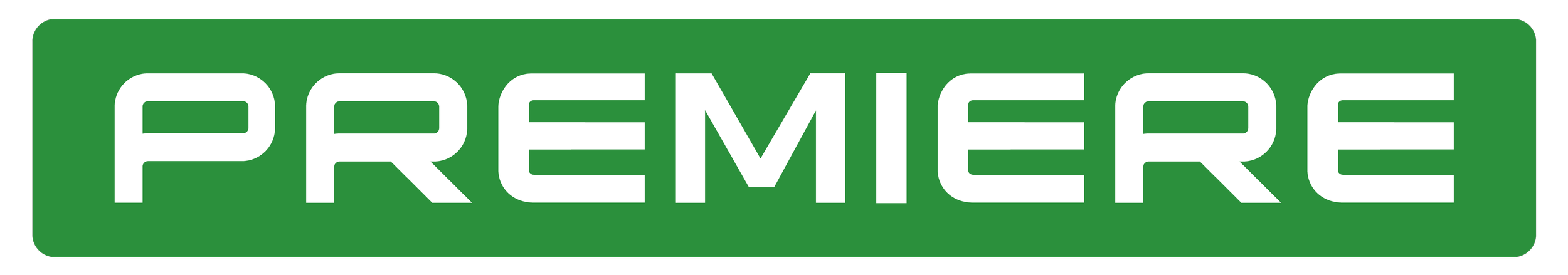Green background with the word 'PREMIERE' in large white capital letters.