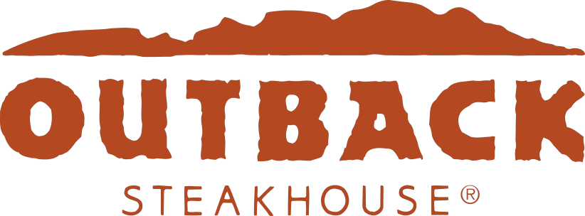 Logo for Outback Steakhouse featuring stylized mountain range above the text.