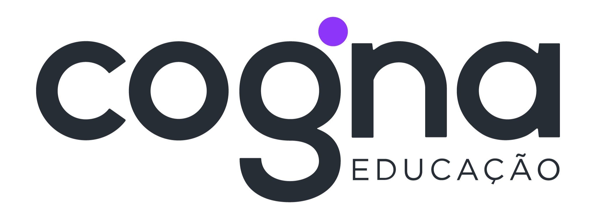 Logo of COGNA Educação in black text with a purple dot above the letter 'g'.