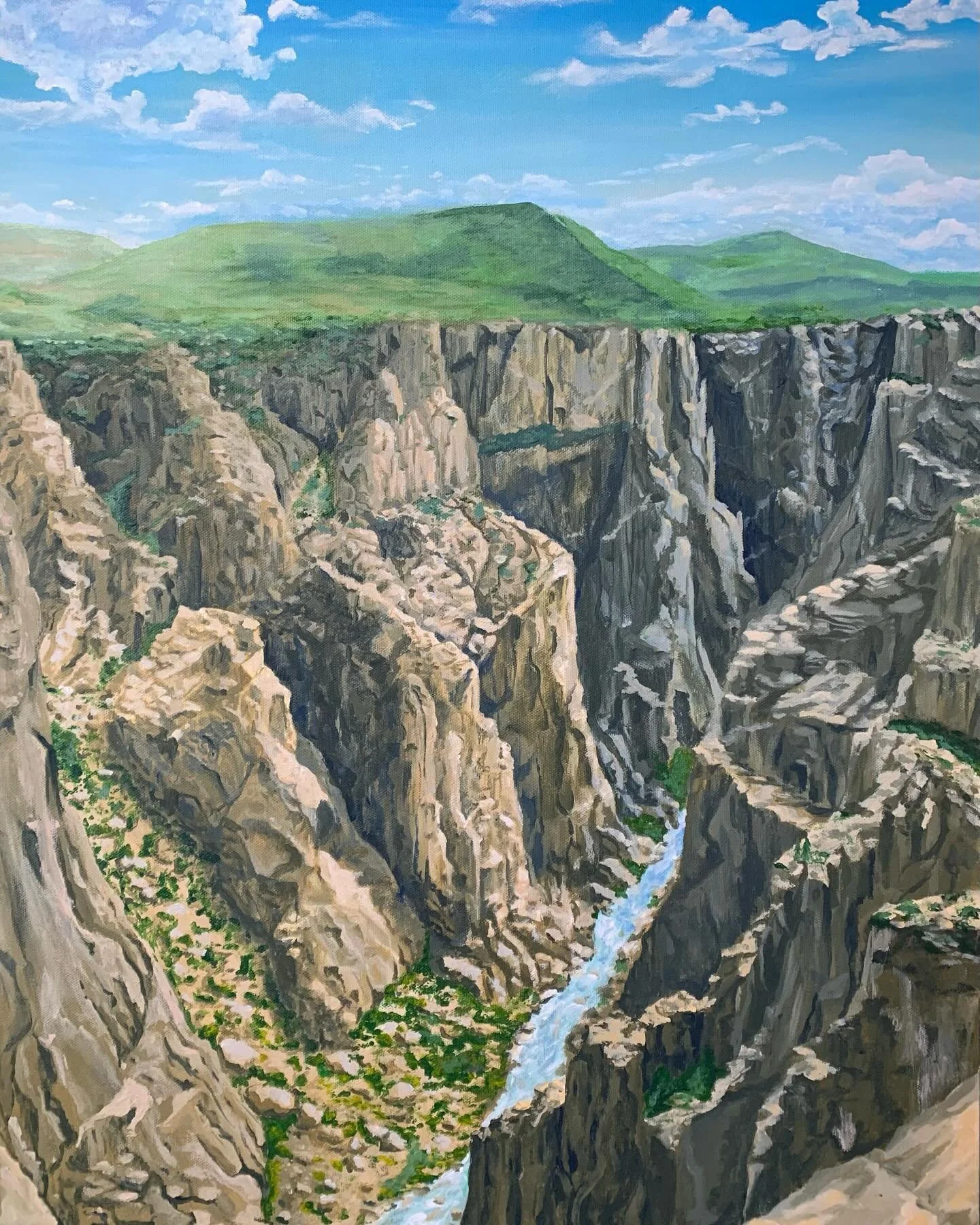 Chasm View- Black Canyon of the Gunnison, Acrylic on canvas 22x 28 inches, 2024