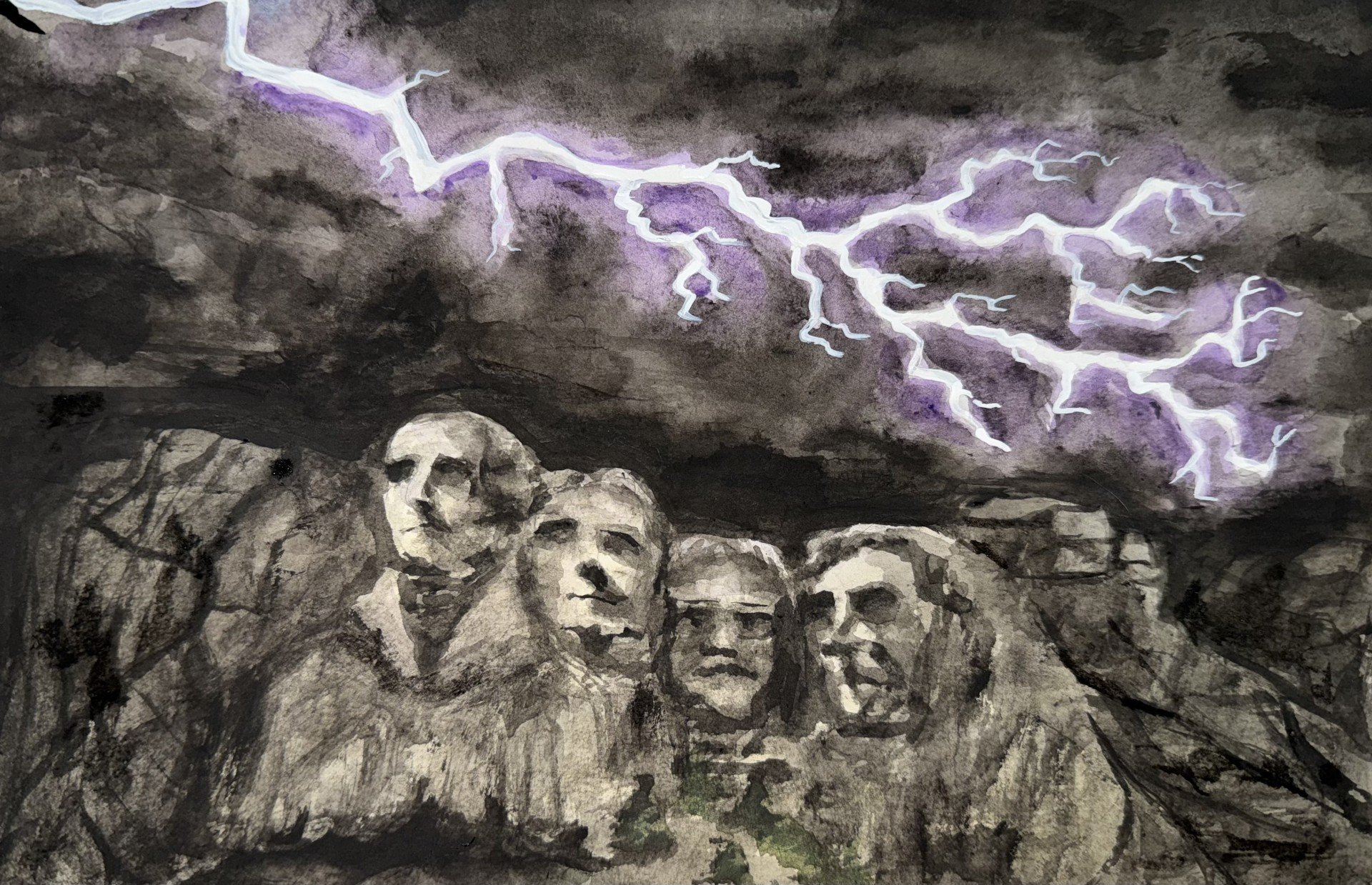 Mt. Rushmore National Memorial, Watercolor on paper, -, 2025