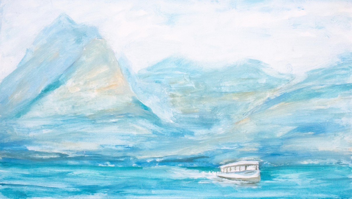 Boat at Glacier National Park, Oil on paper, - , 2025