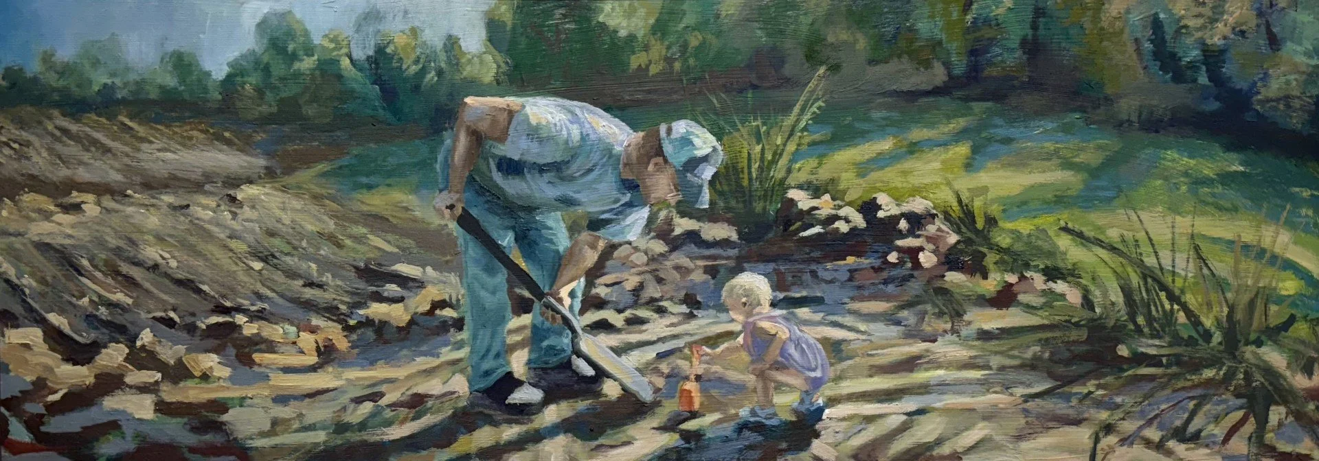 Development, oil on paper, 18x48 inches, 2025