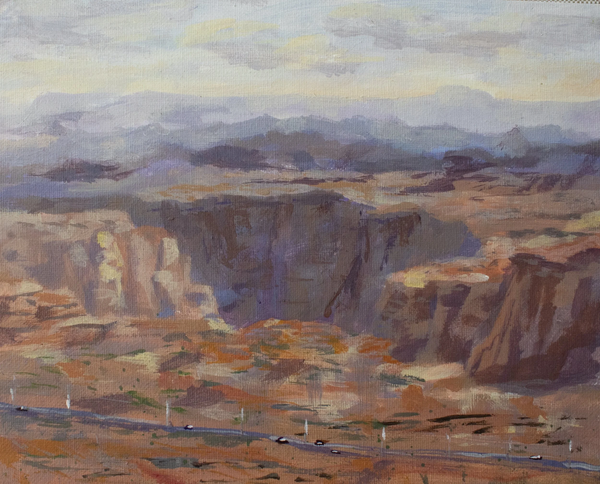 Plein Air in Page, Arizona, acrylic on canvas panel, 8x 10 inches, 2025