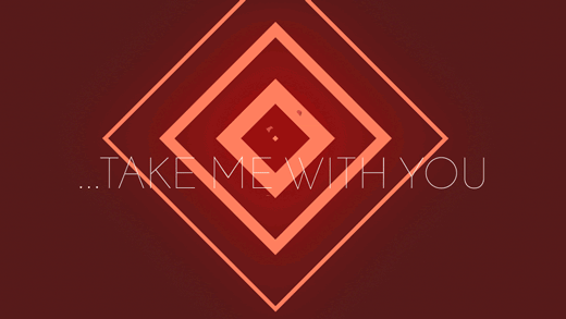 A geometric design with nested diamonds and lines in shades of pink and red, with the text 'Take Me With You' layered over the design.