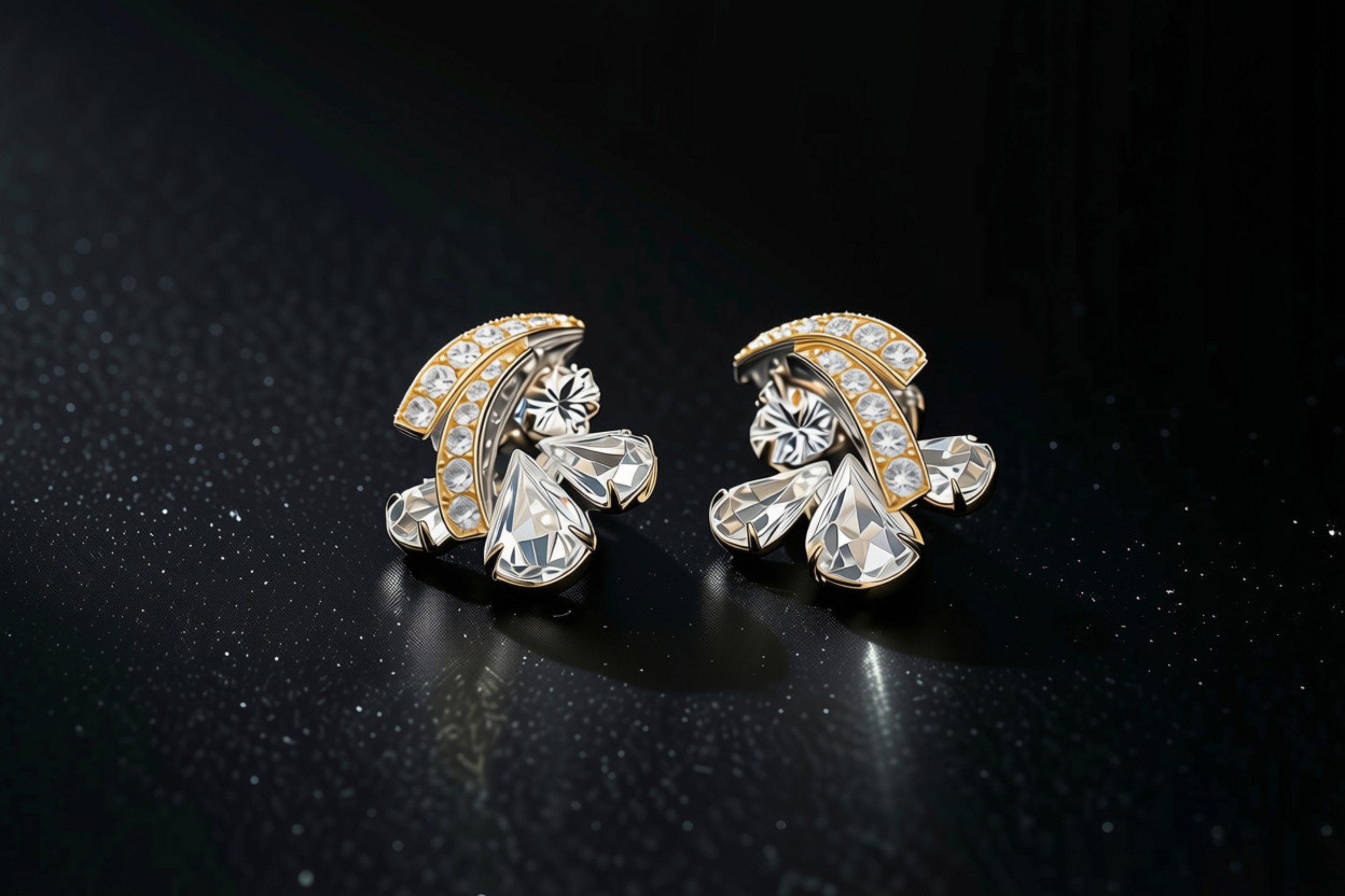Vintage Weiss Rhinestone Swirl Clips