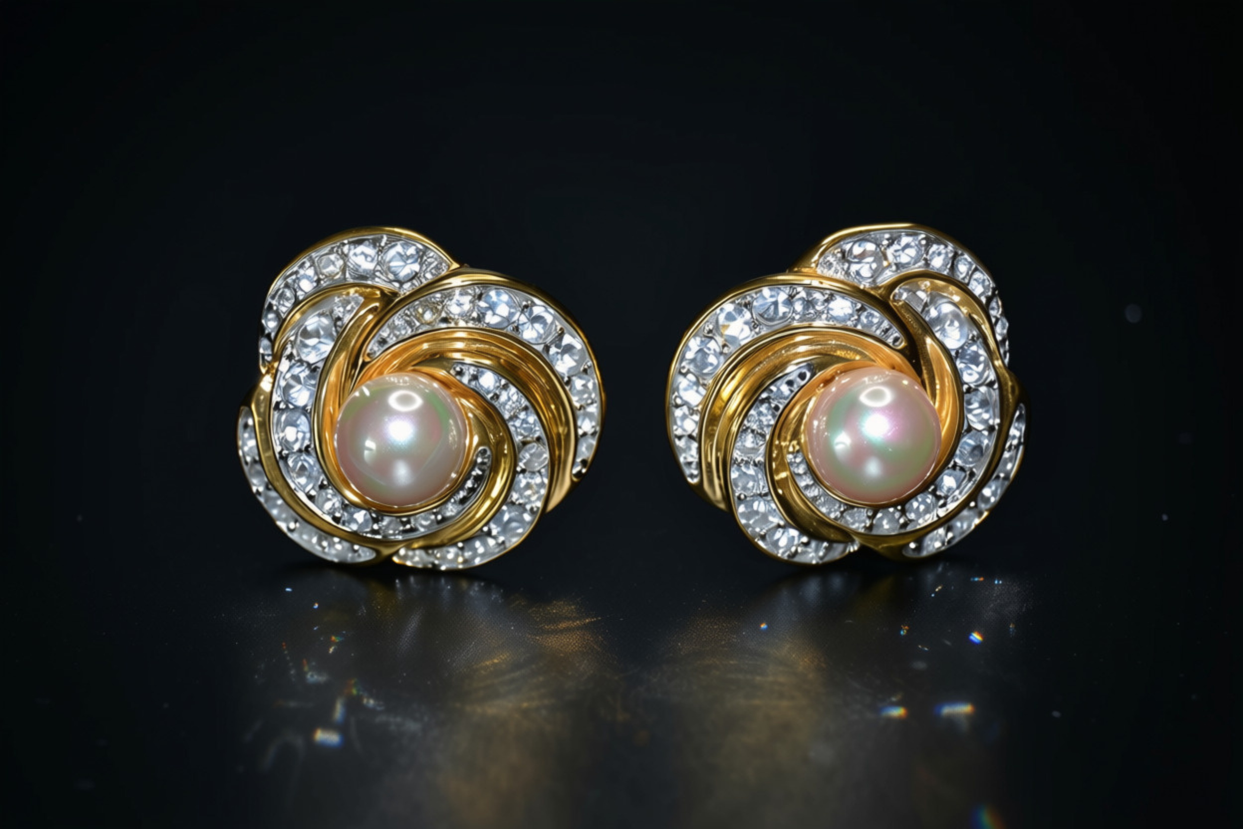 Nolan Miller Glamour Collection — Pearl & Crystal Swirl Clip-On Earrings