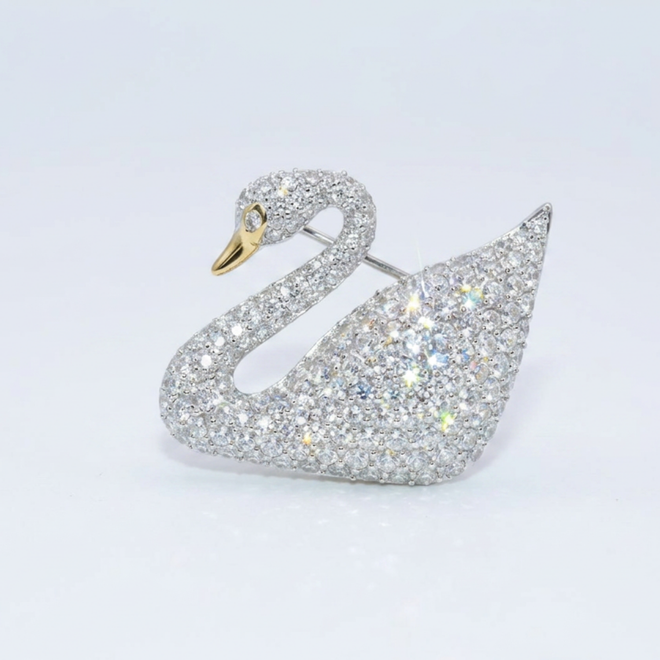 Signed, Stamped Swarovski Retired Anniversary Swan Brooch