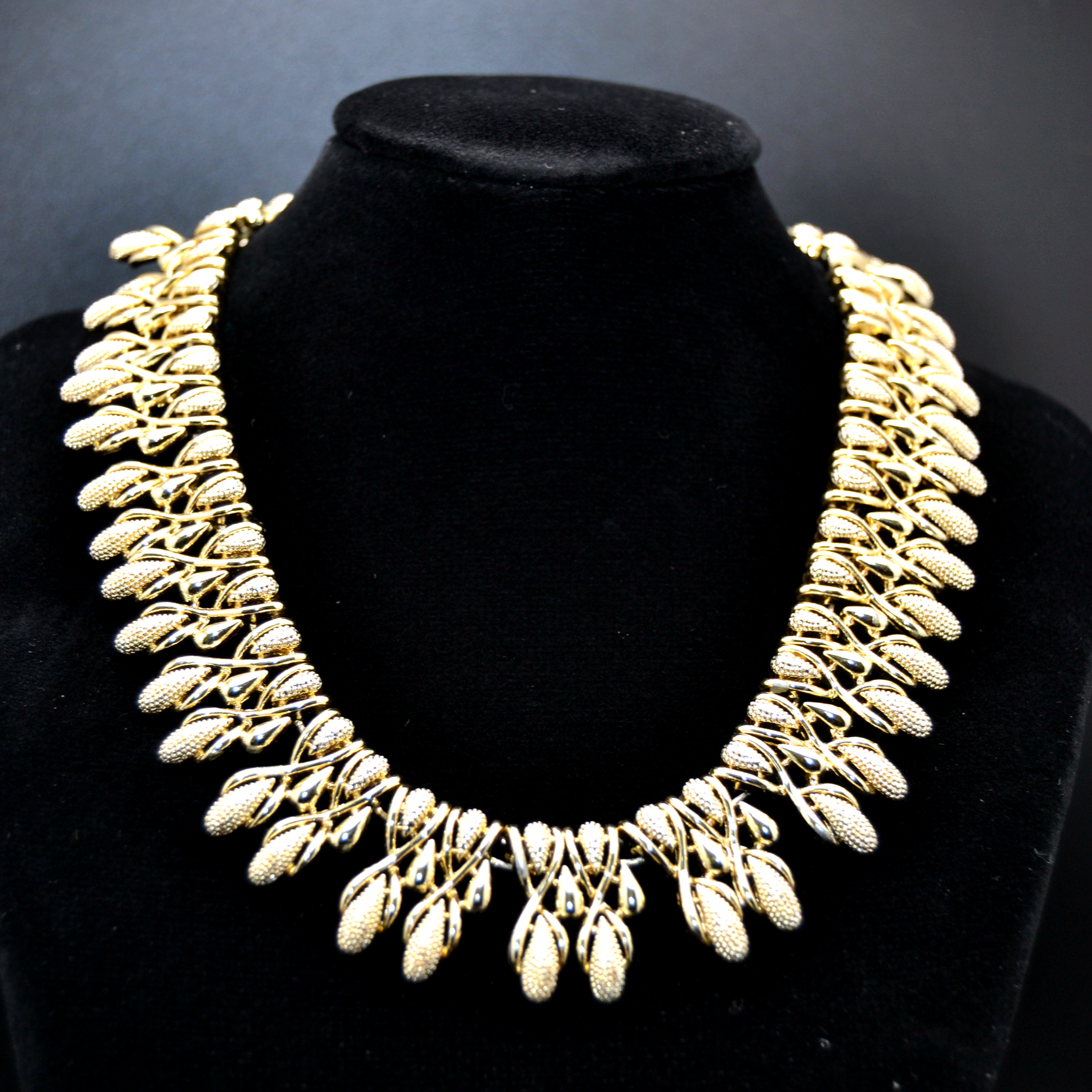 Coro Statement Leaf Fringe Collar Necklace