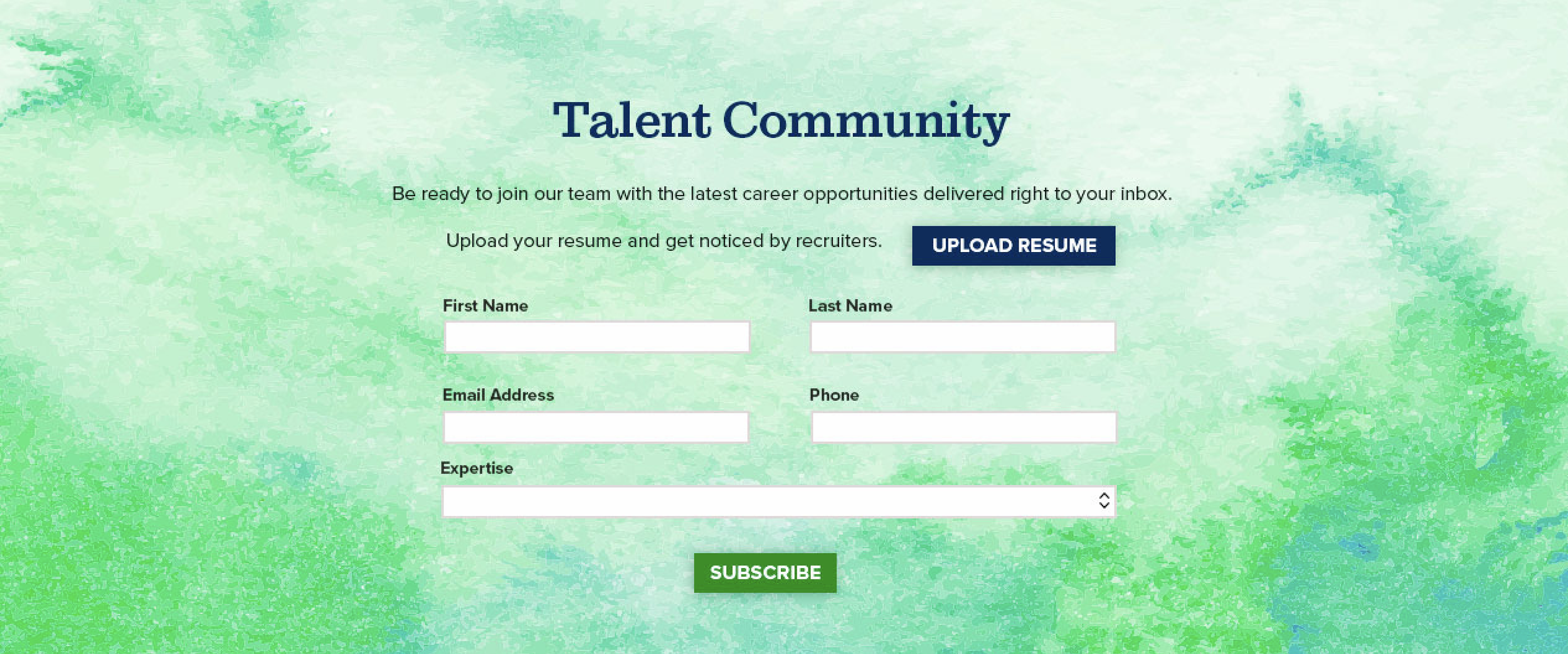 Image of Talent Community website form