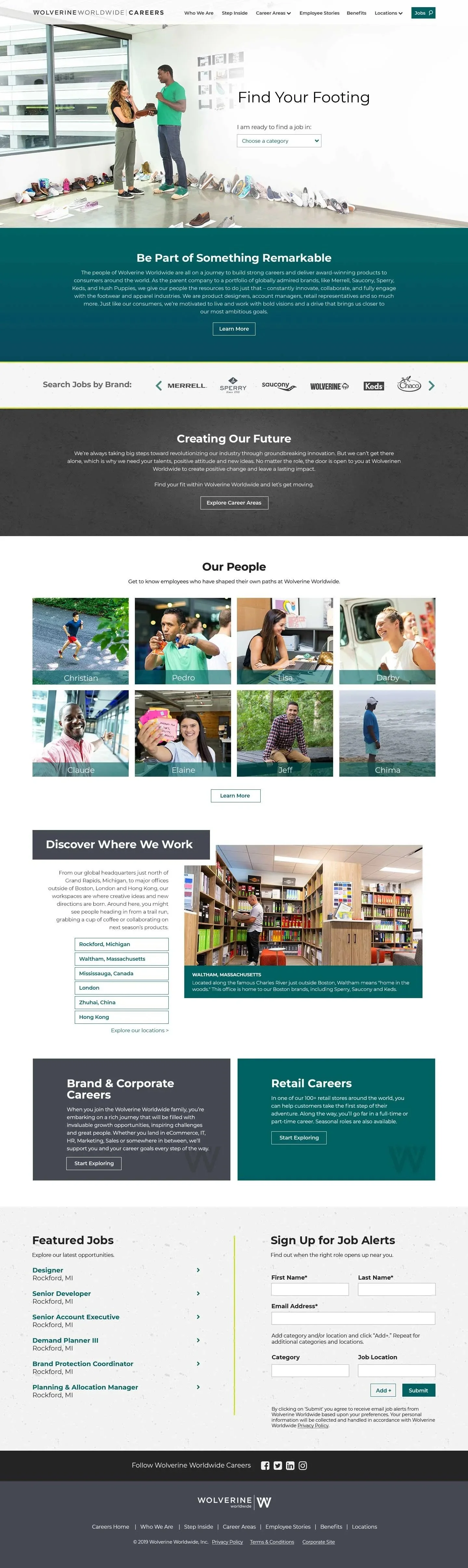 Wolverine Worldwide career home page design