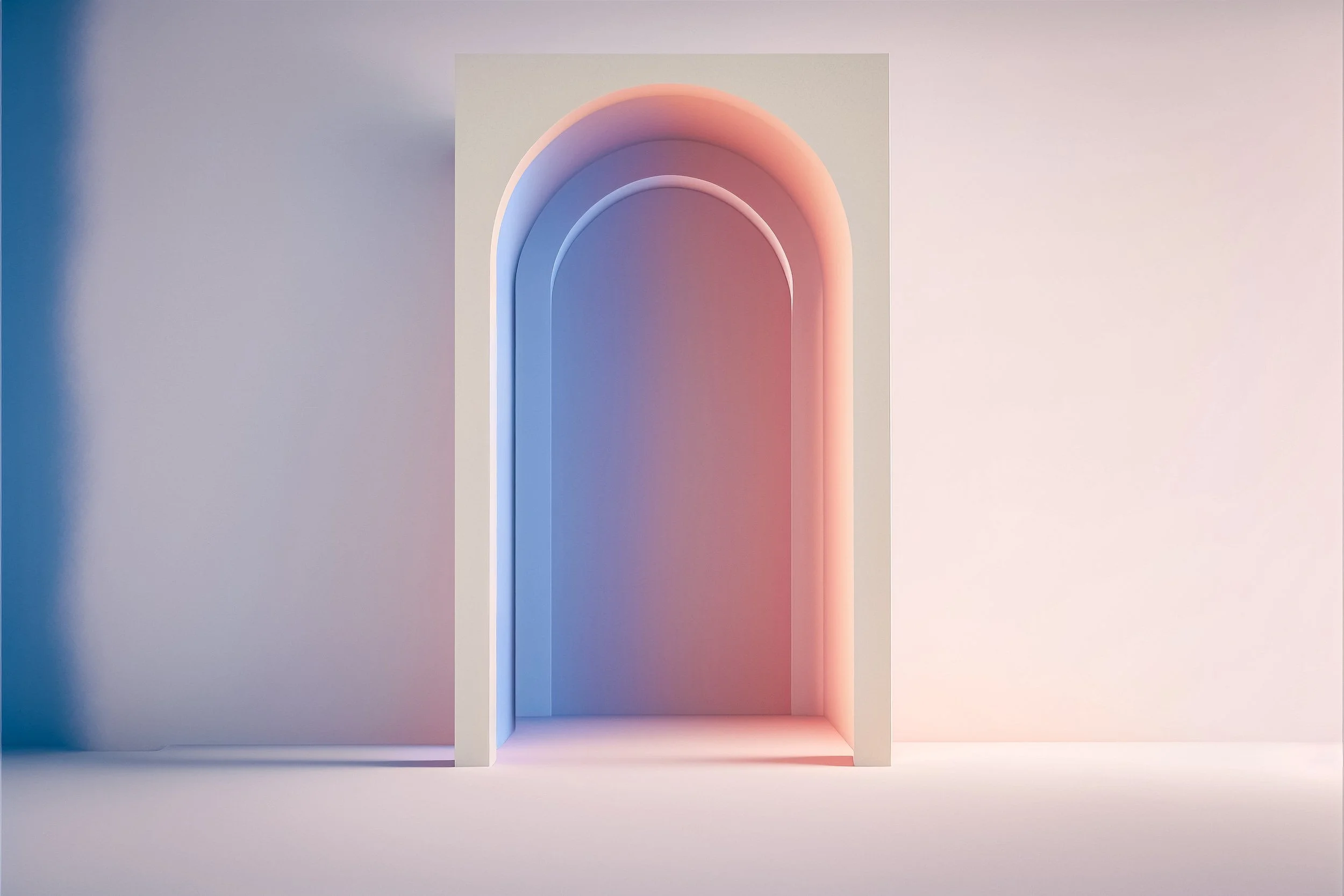 Arched blue and coral doorway photo by Bango Renders