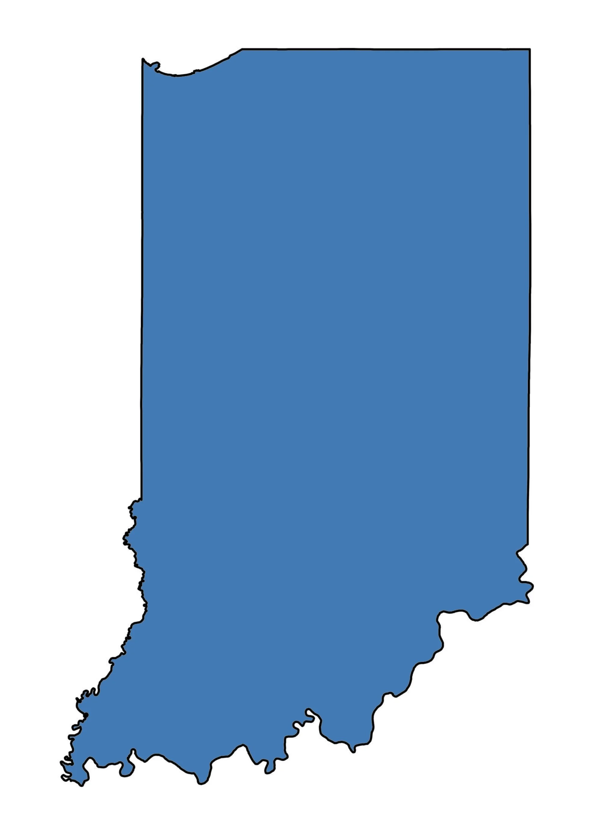 State outline of Indiana.