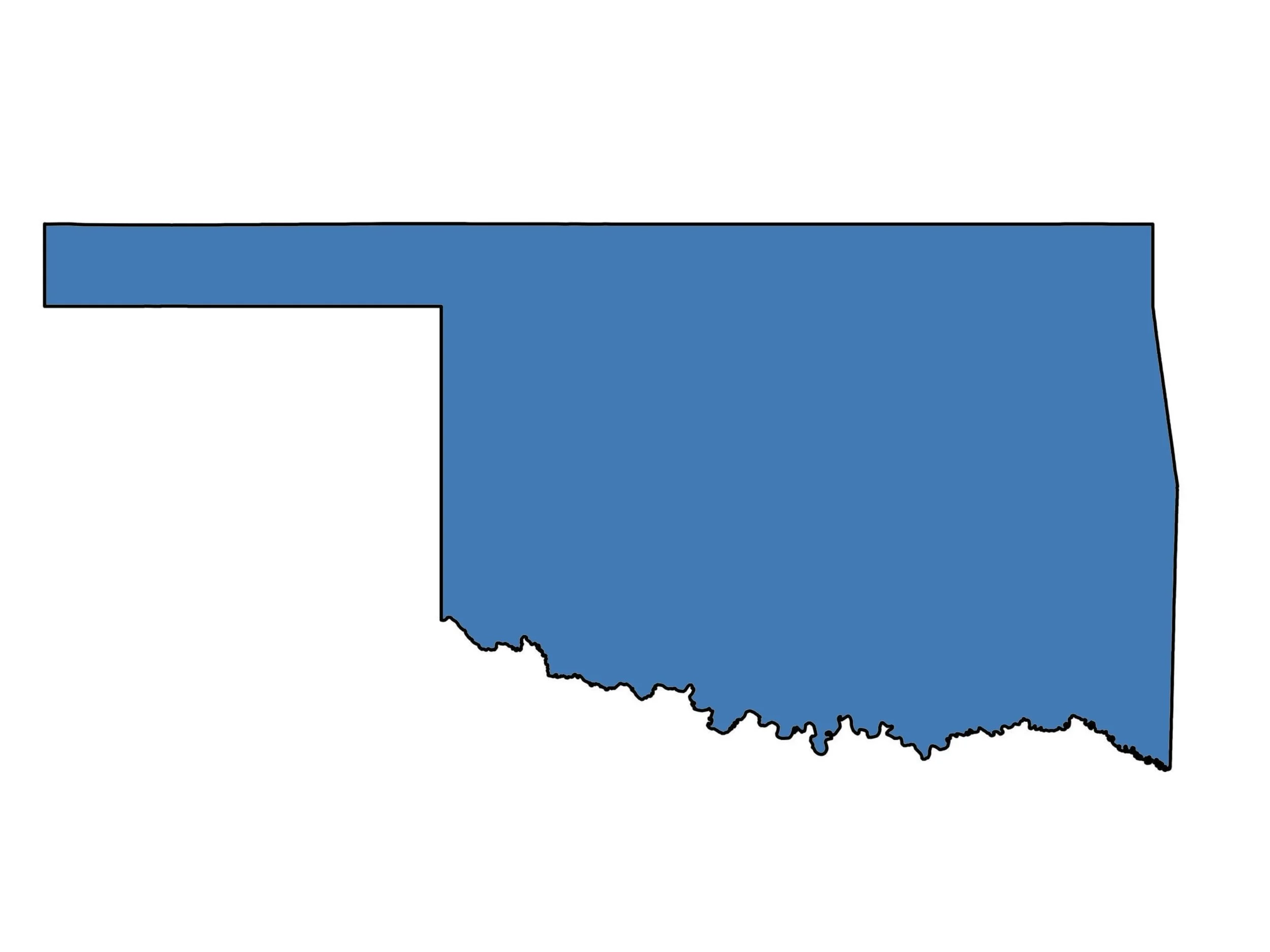 State outline of Oklahoma.