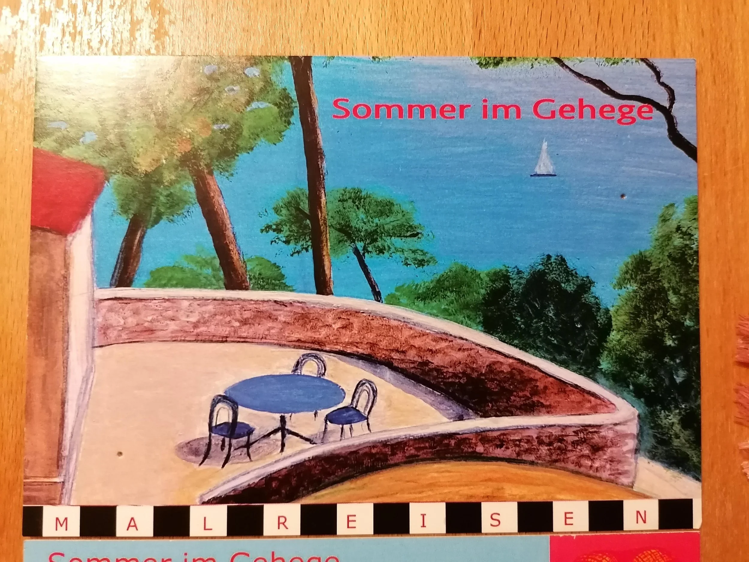 Dies ist ein Foto von der Postkarte zur Ausstellung der Malreise nach Le Beausset unter der Leitung von Gabriela Francik.