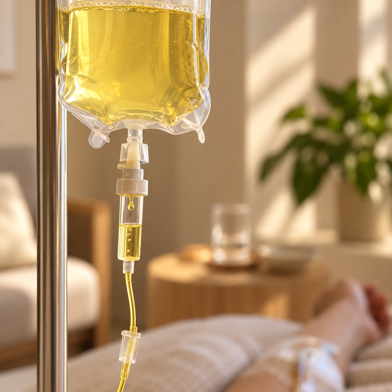 Myers-style nutrient IV therapy prepared at a naturopathic clinic