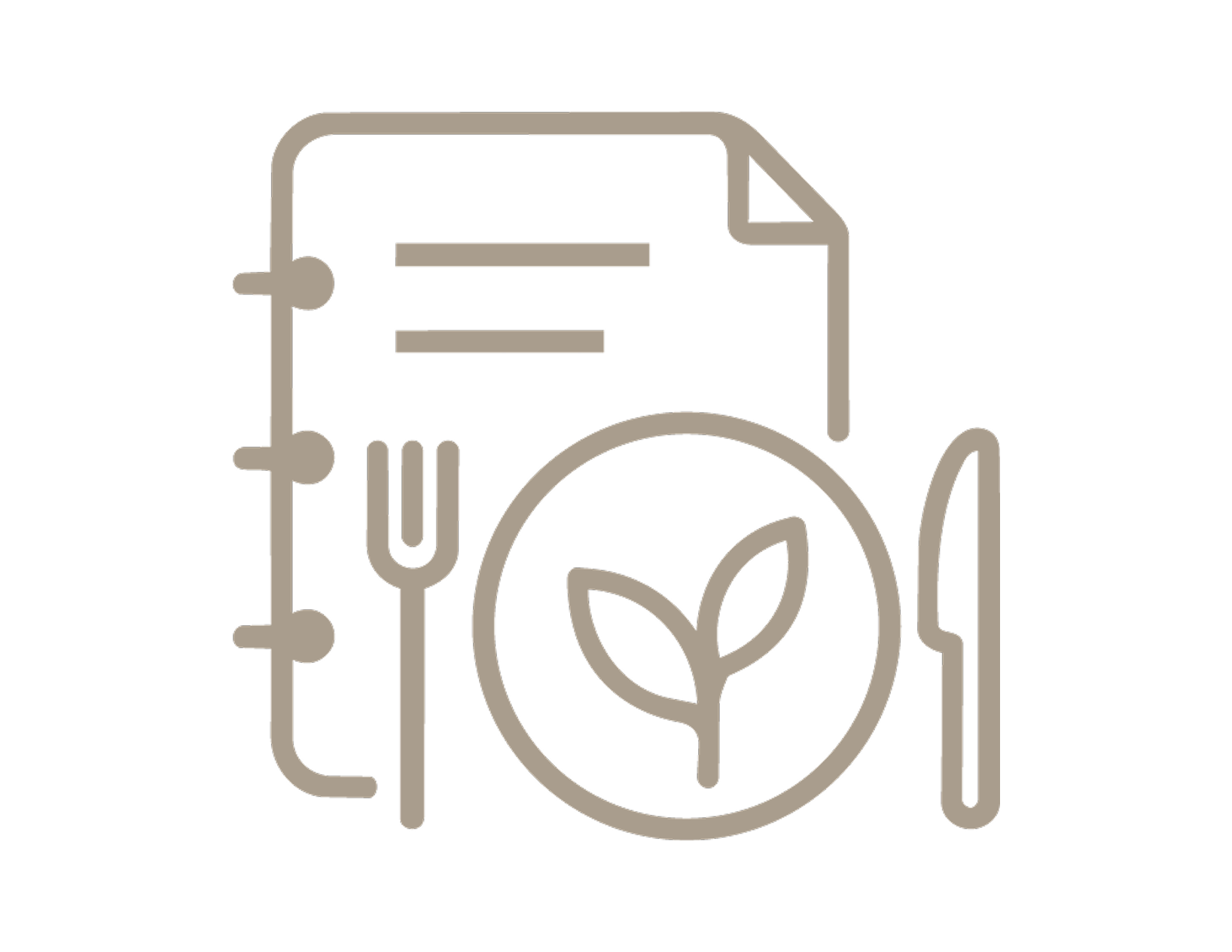Outline of a food delivery truck with a fork, knife, and leaf symbol, representing sustainable or eco-friendly food delivery.