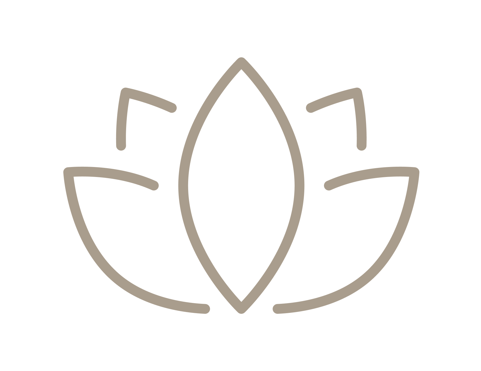 Line drawing of a lotus flower in a minimalist style with seven petals arranged symmetrically on a black background.