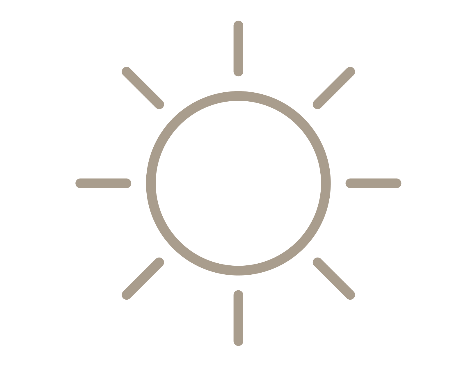 Graphic of a circular shape with lazier rays extending outward, resembling the sun or a spotlight.