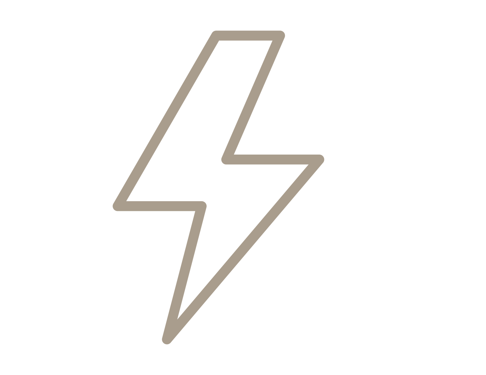 Outline of a lightning bolt symbol in beige on a black background.