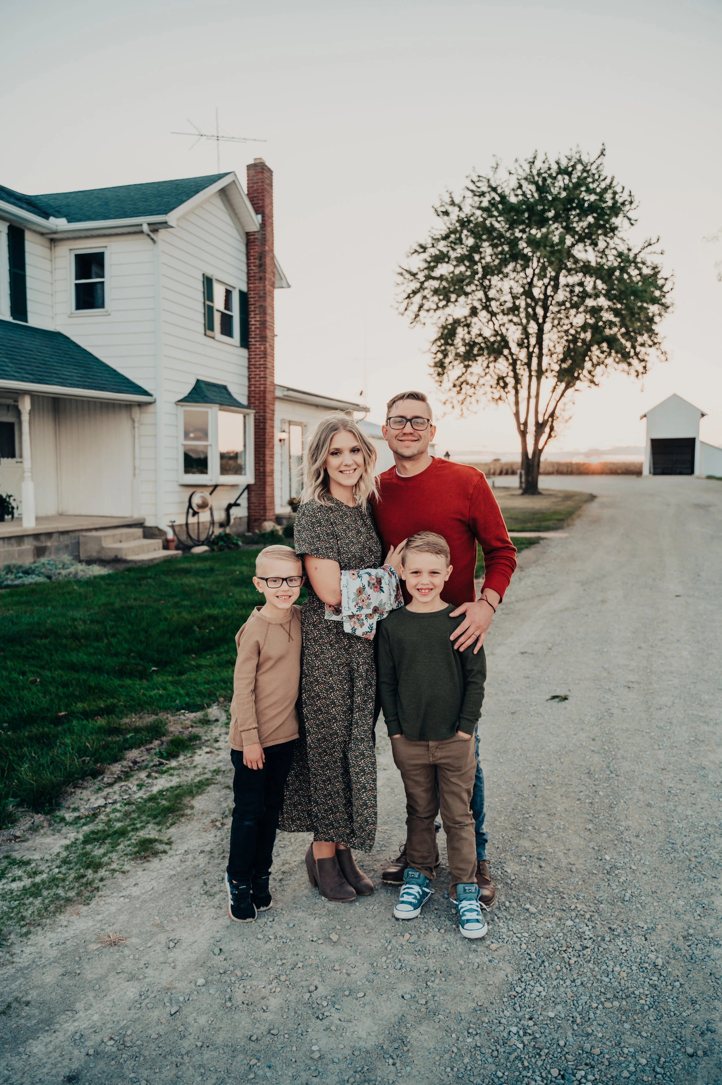 The Chaney Family outside their home