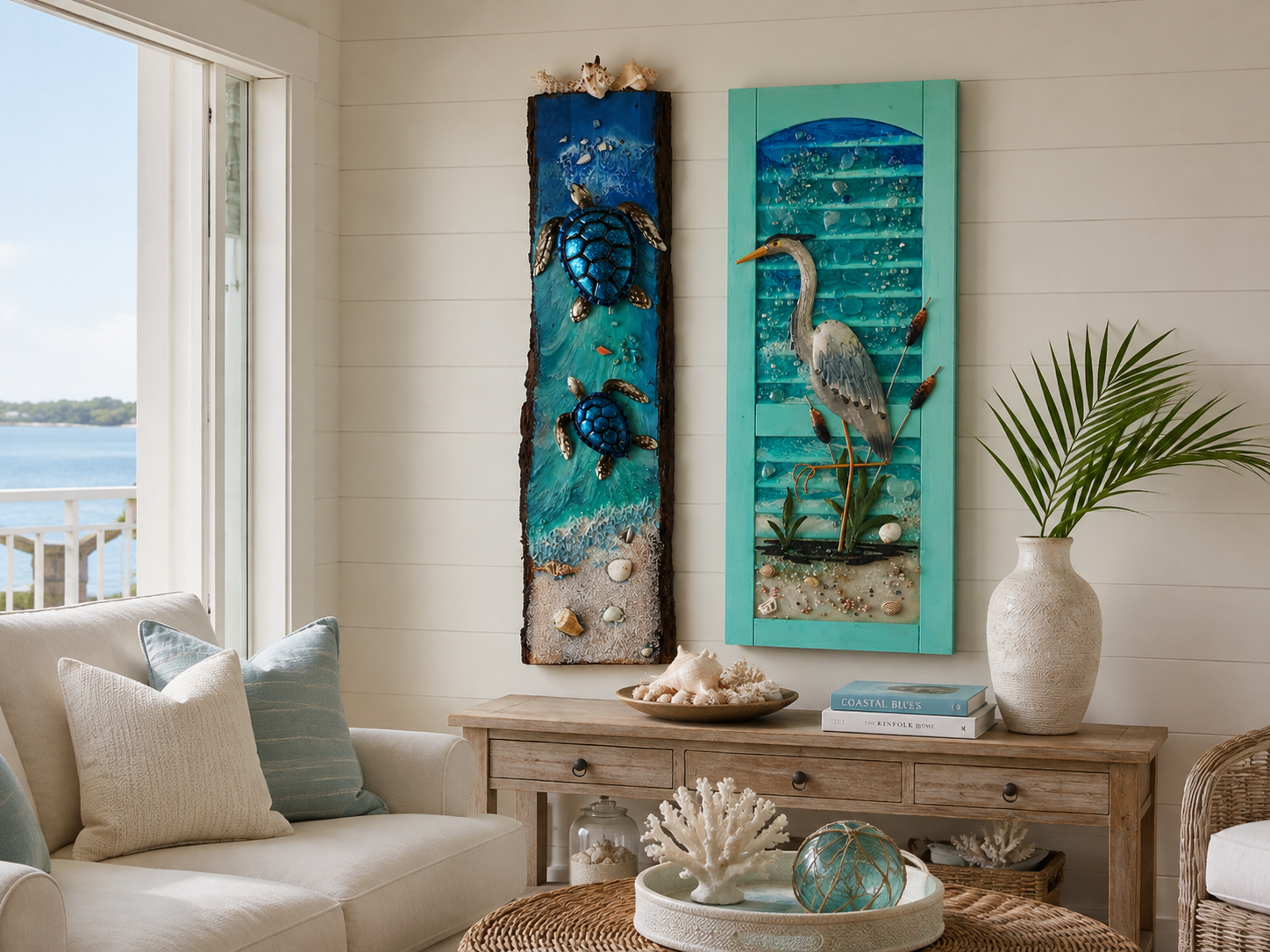 Coastal Home Decor with Resin Artwork