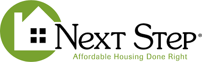 Next Step logo with a stylized house icon and the slogan 'Affordable Housing Done Right'