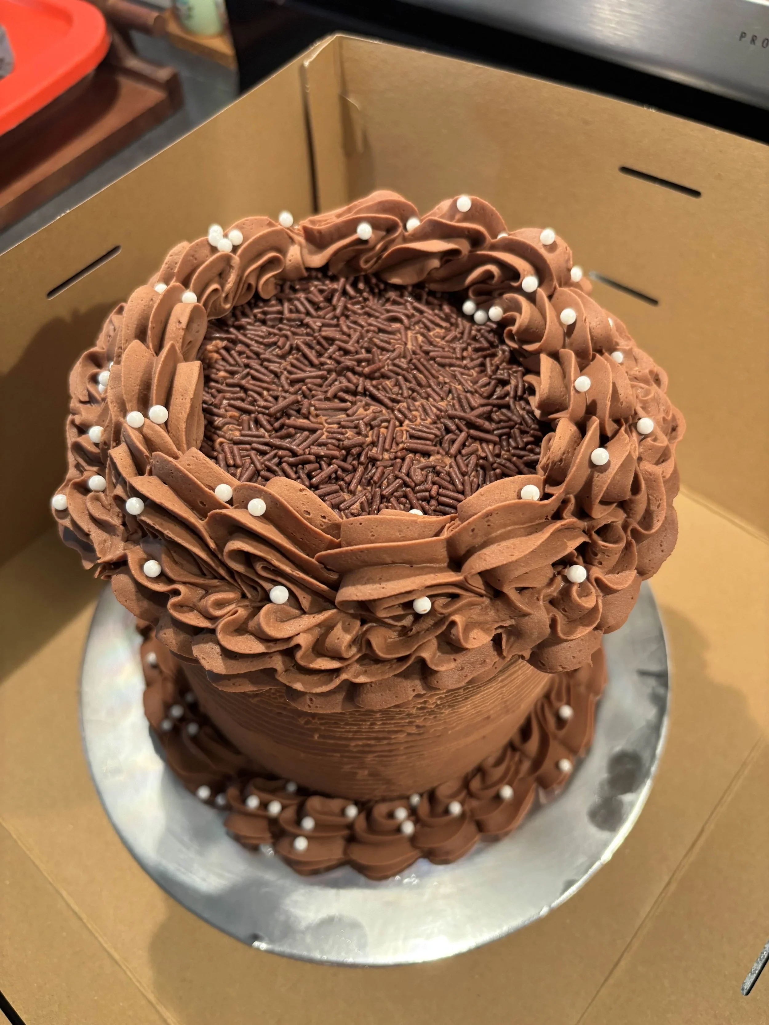 6 inch 3 layer Double Chocolate with mocha ganache filling