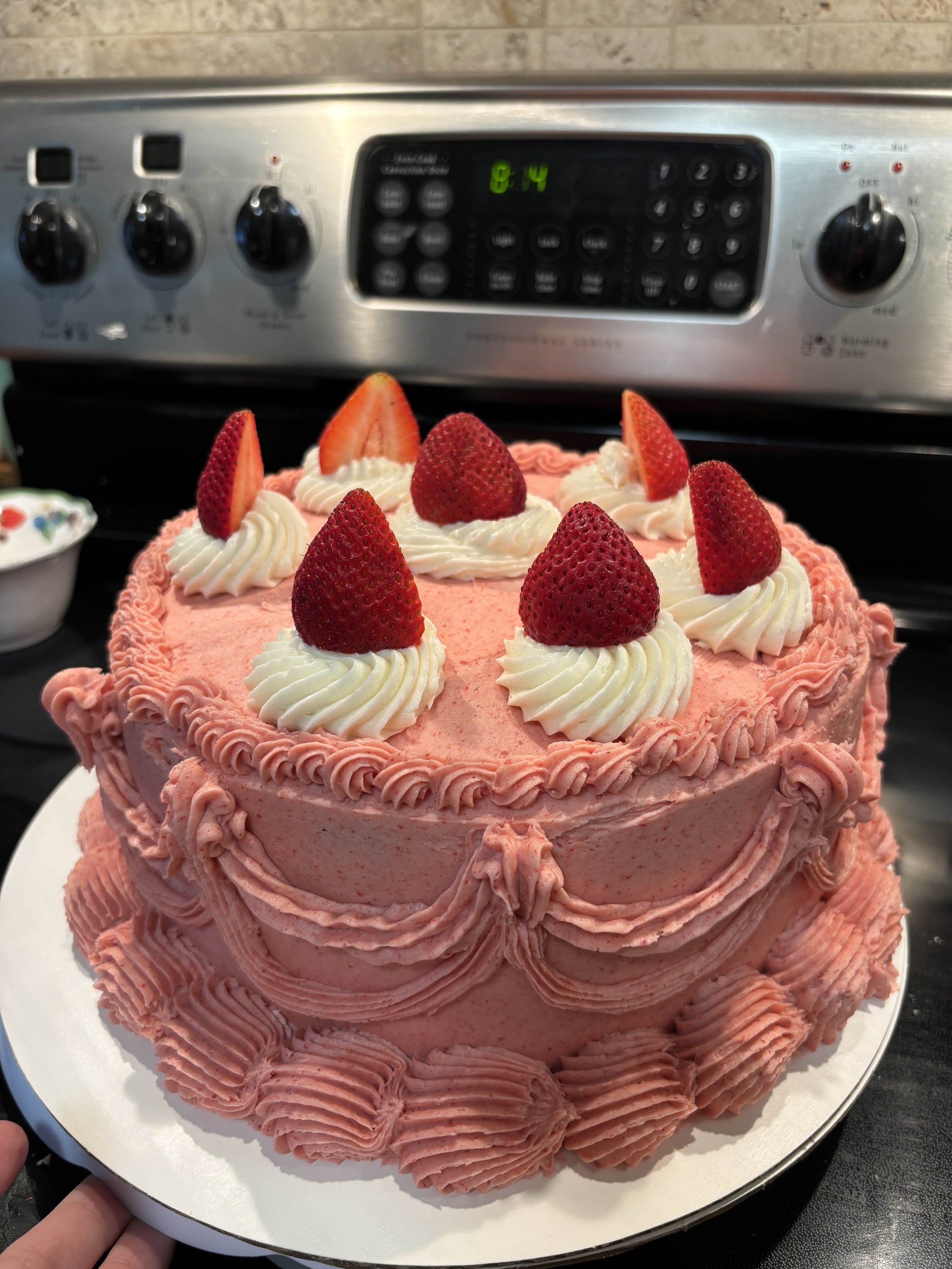 8 inch 3 layer Strawberry cake and buttercream