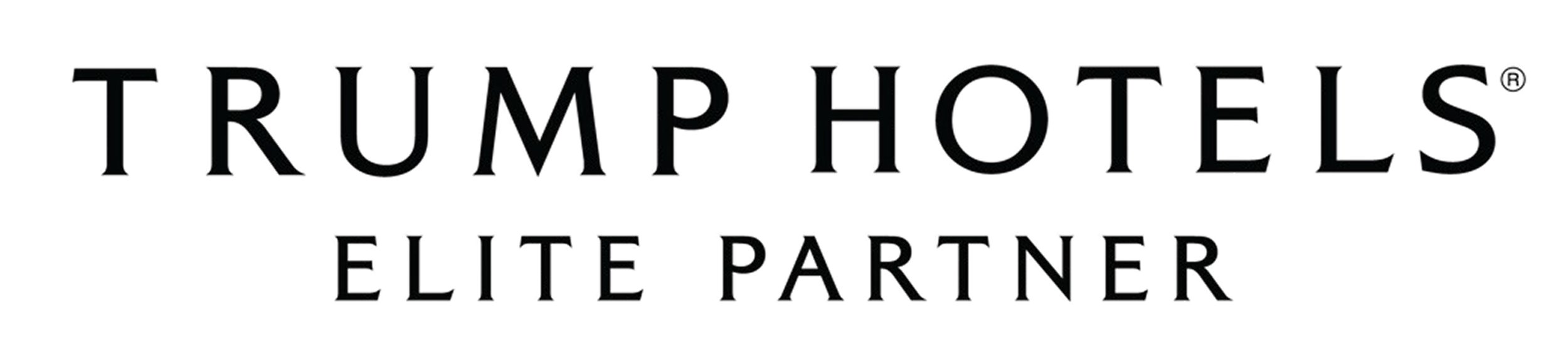 Logo of Trump Hotels with the tagline 'Elite Partner'