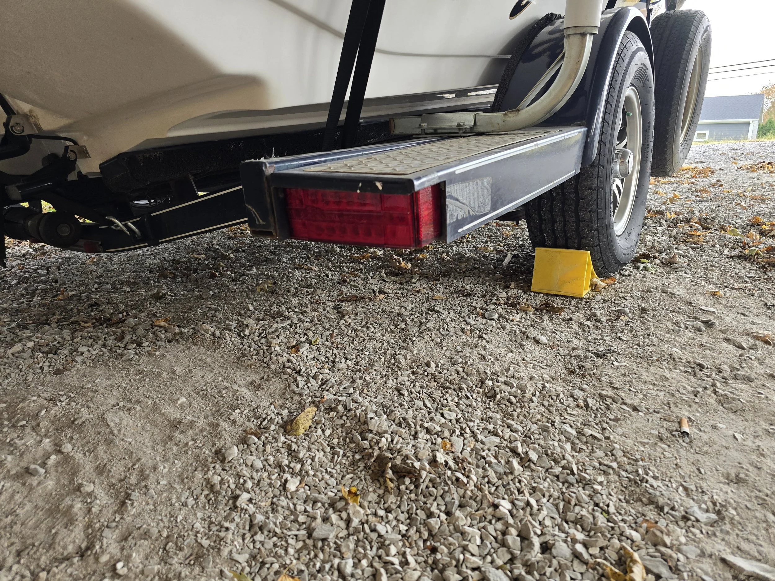 Boat trailer tail-light after being rewired and replaced