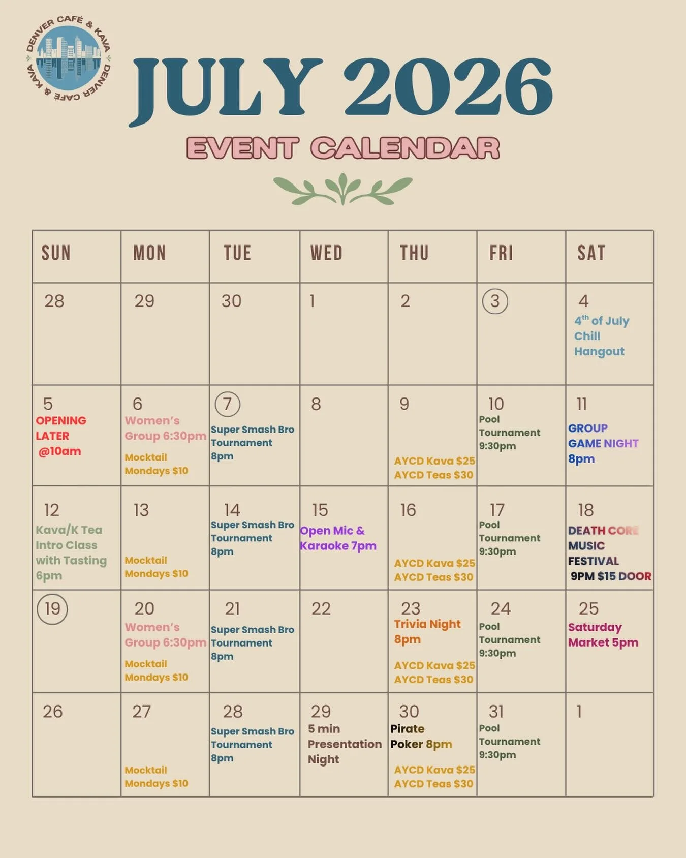OMG THIS MONTHS CALENDAR.... that's totally not a day late 🫣

#denver #kavabar #denvercoffee #colfax #denverevents