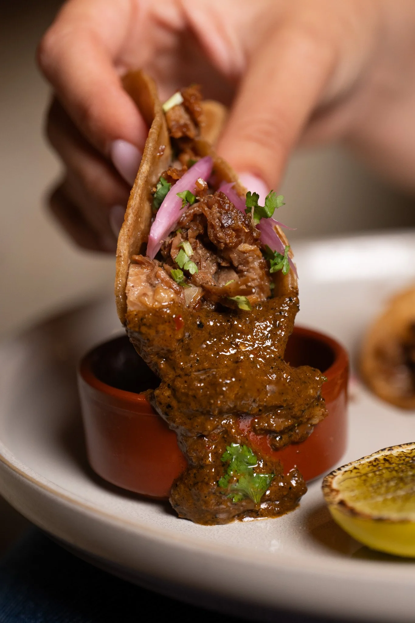 Professional culinary photography capturing a chef’s signature creation
