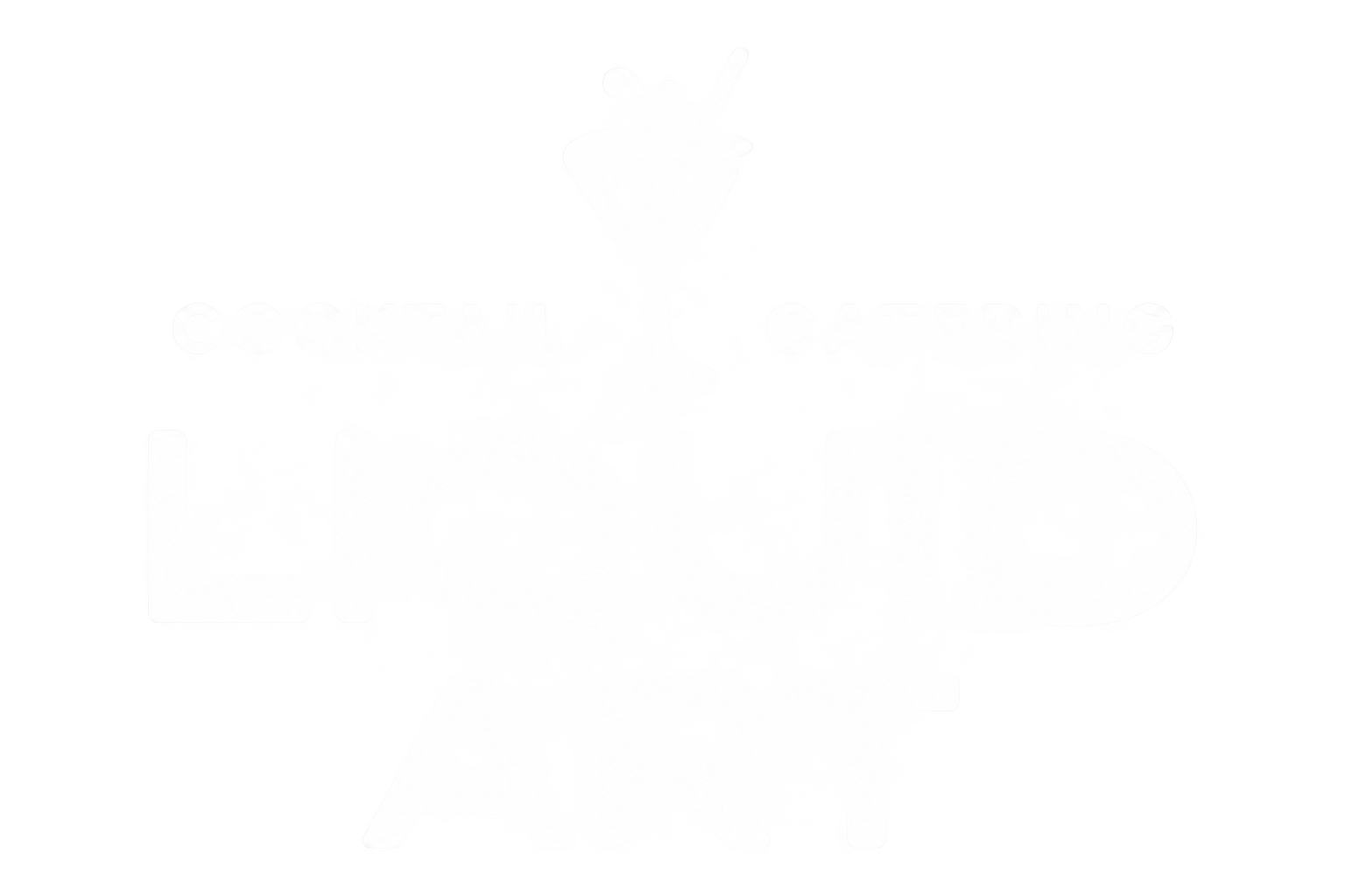 Neon sign with martini glass and the words "Cocktail Catering" in white, illuminated against a dark background.