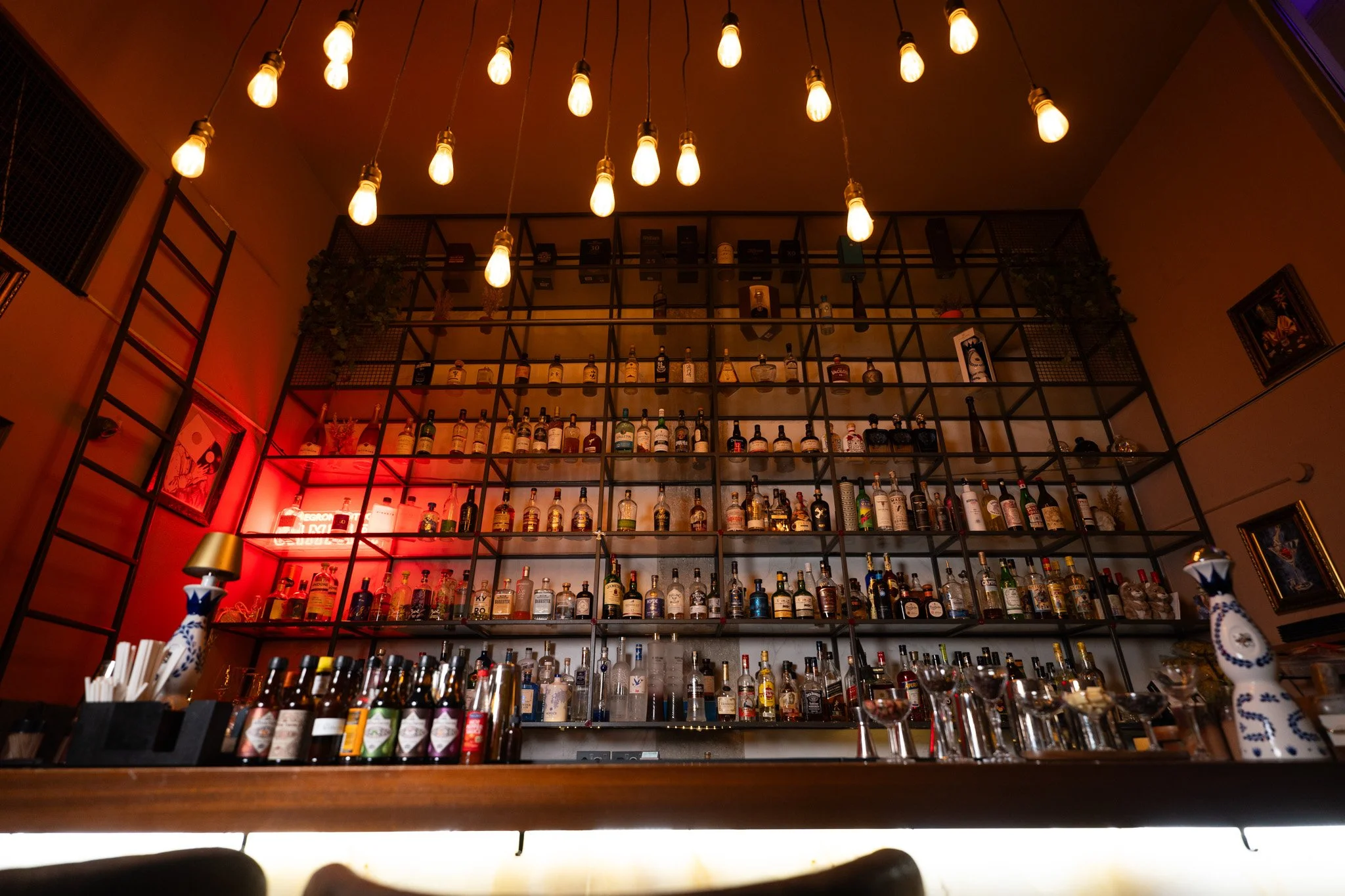 Luxury bar interior photography showcasing the atmosphere of a modern cocktail venue