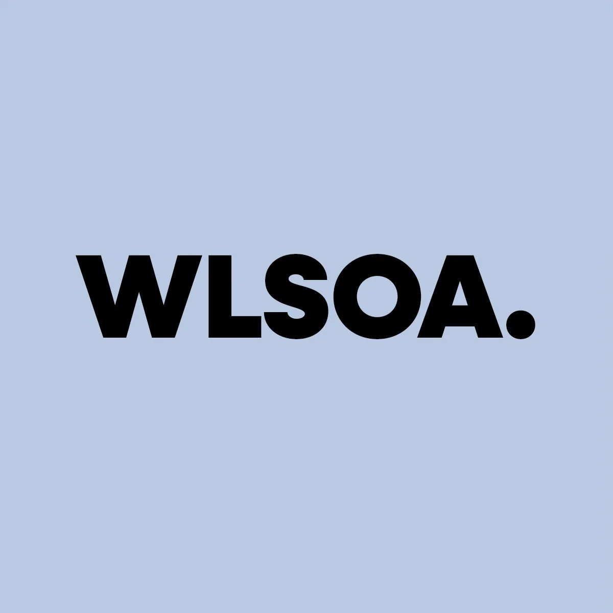 Text on a light blue background reads 'WLSOA.' in bold black font.