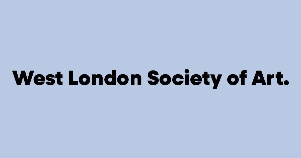 Logo for West London Society of Art on a light blue background.