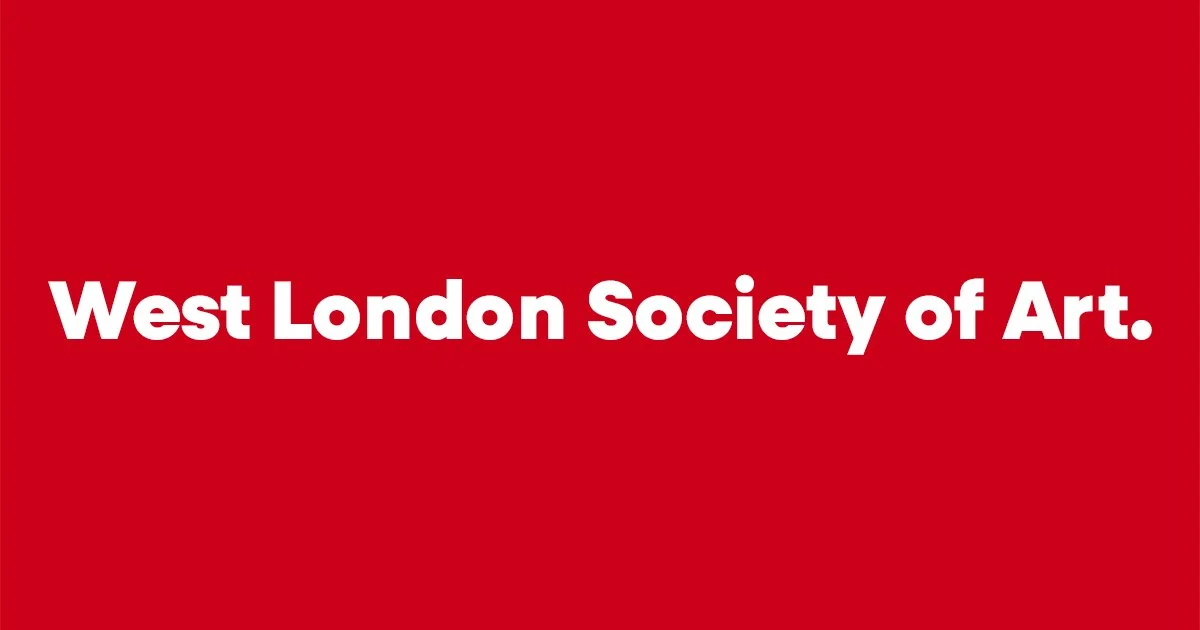Red background with white text saying "West London Society of Art."