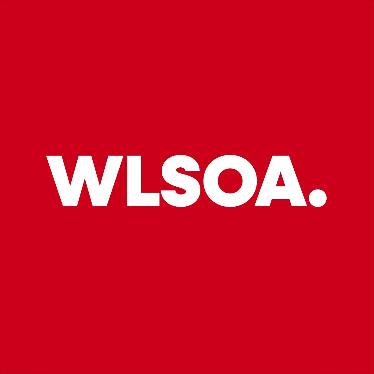 Red background with white text reading "WLSOA."