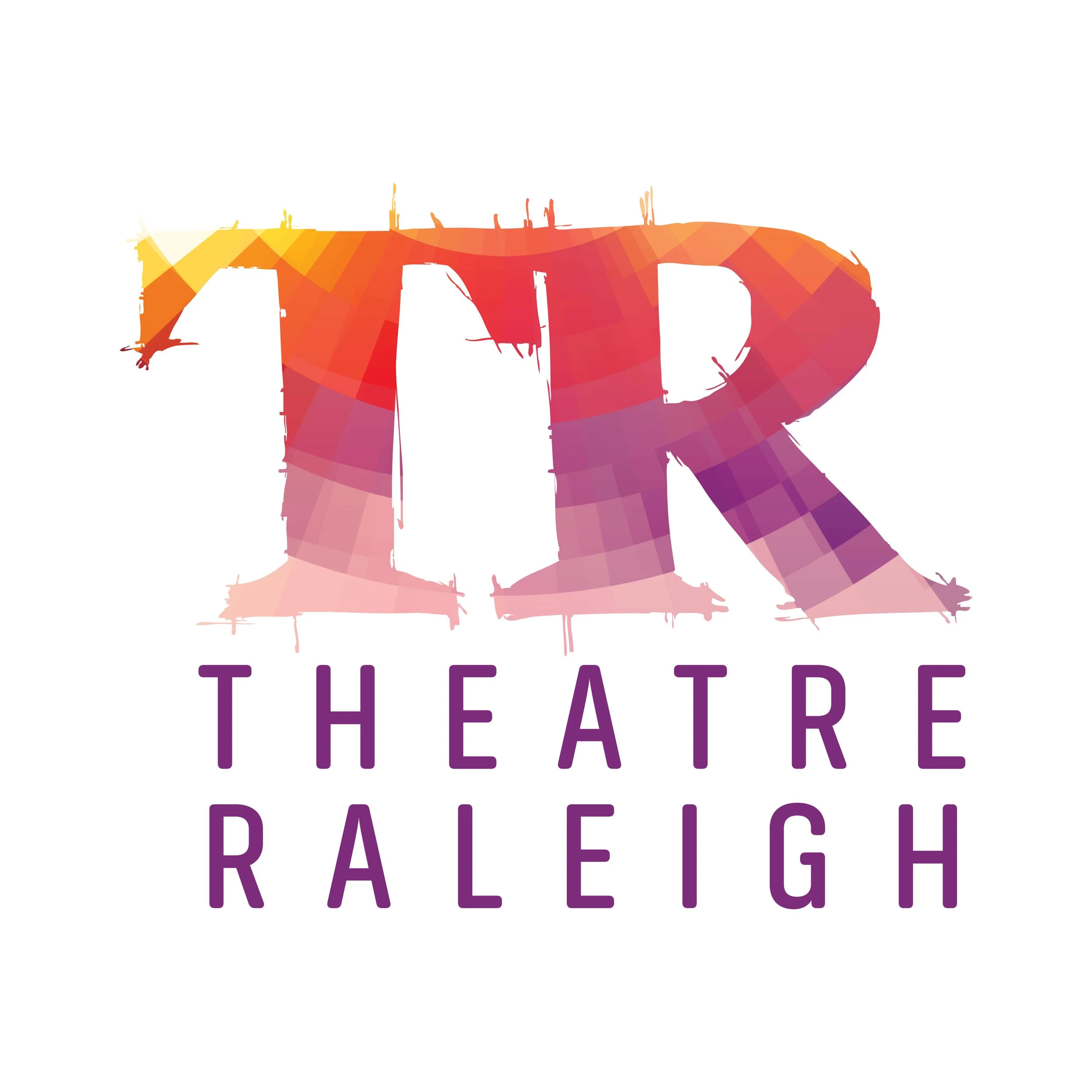 Colorful, stylized text reading 'THEATRE' and 'DANCE' with a gradient of warm colors, and a portion of the word 'TRIANGLE' in purple underneath.