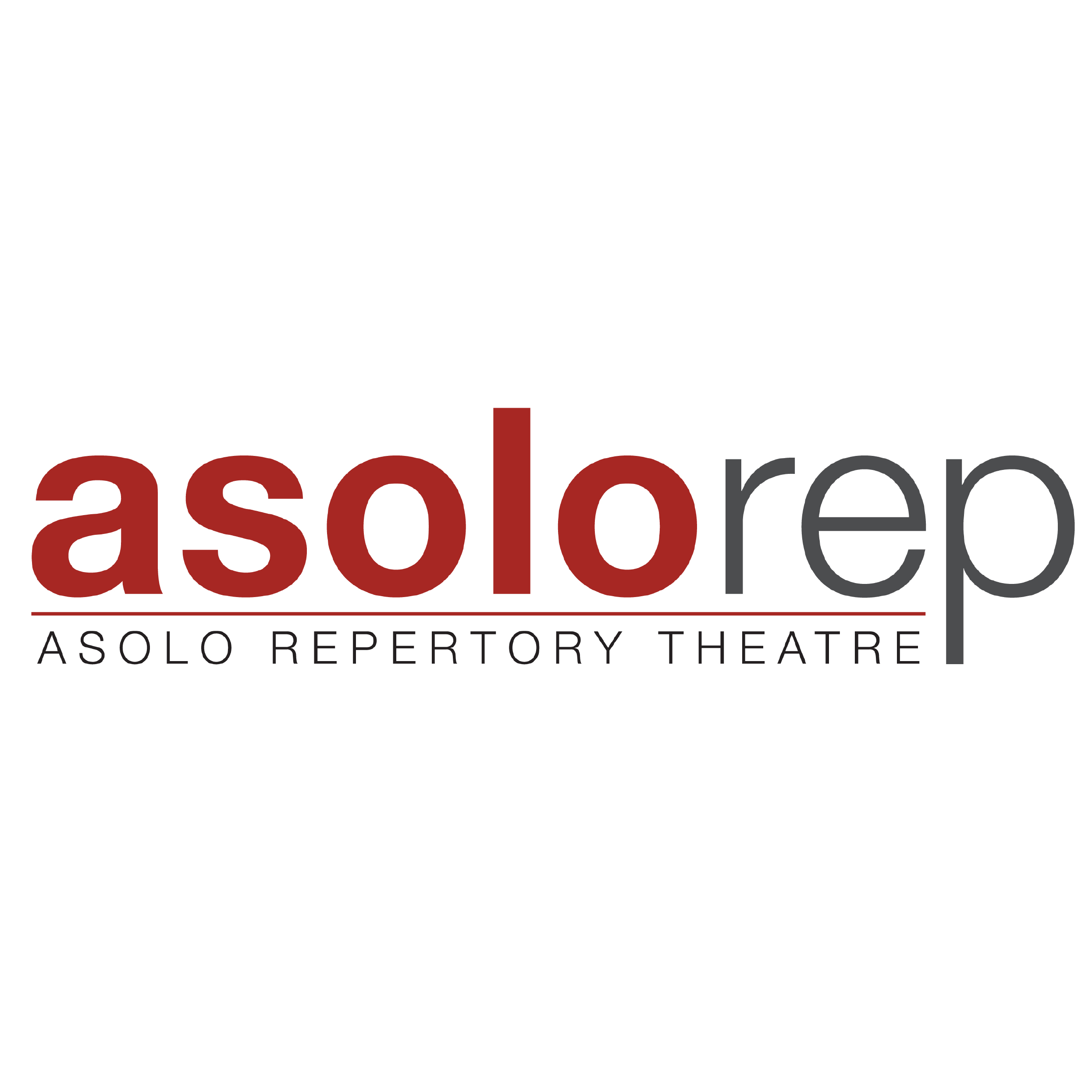 Logo of the Asolo Repertory Theatre with text in red and black, featuring a stylized red theater mask on top.