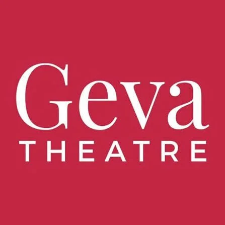 Logo of Geva Theatre on a red background