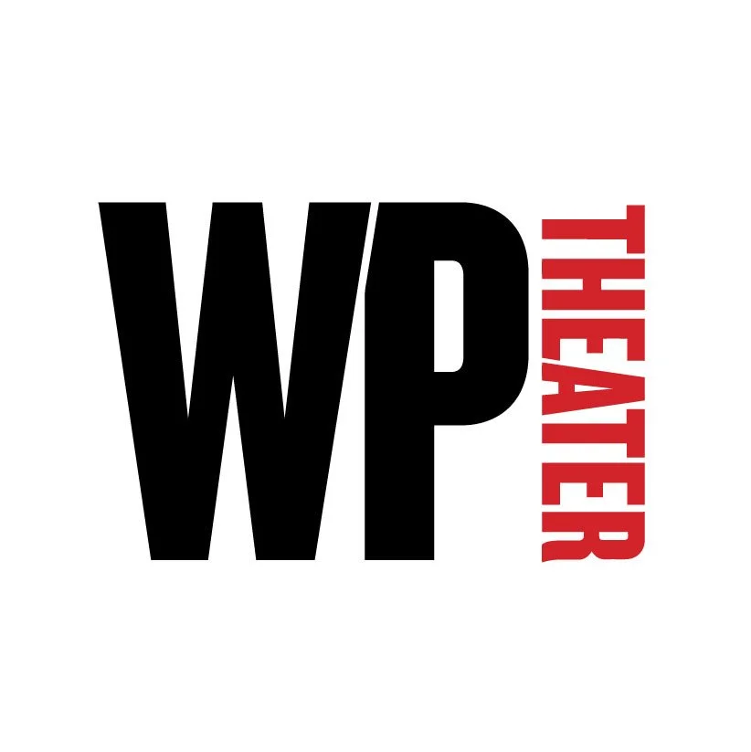 Logo with bold black letters 'WP' and red vertical text 'THEATRE' next to it.