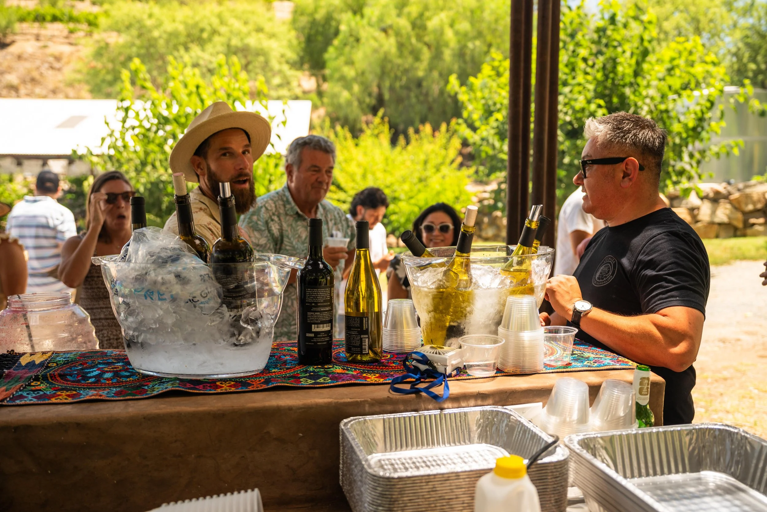 Primo Juan serving up Vinos Lechuza